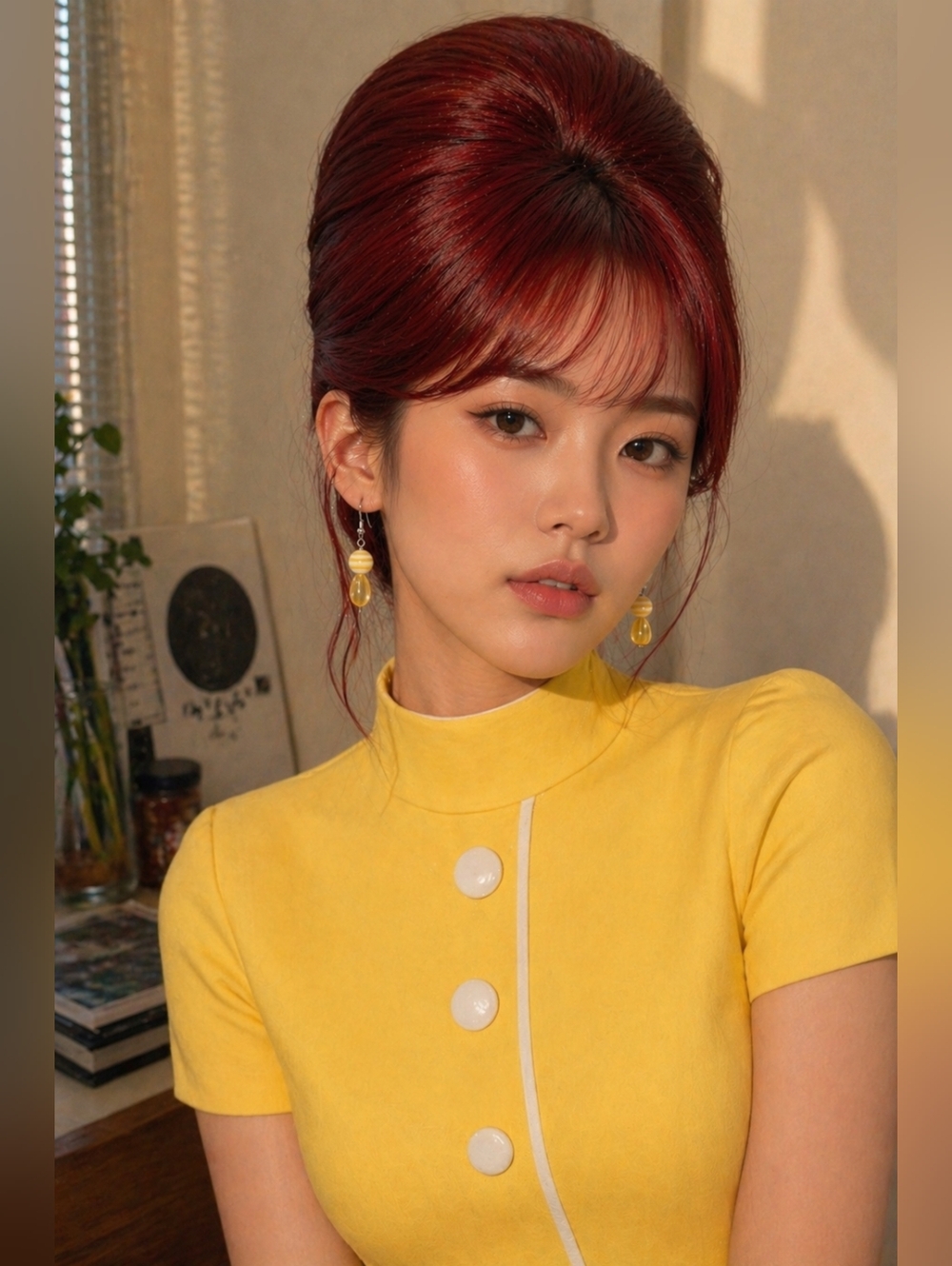 5 For $15 Yellow Striped 60s Drop Earrings